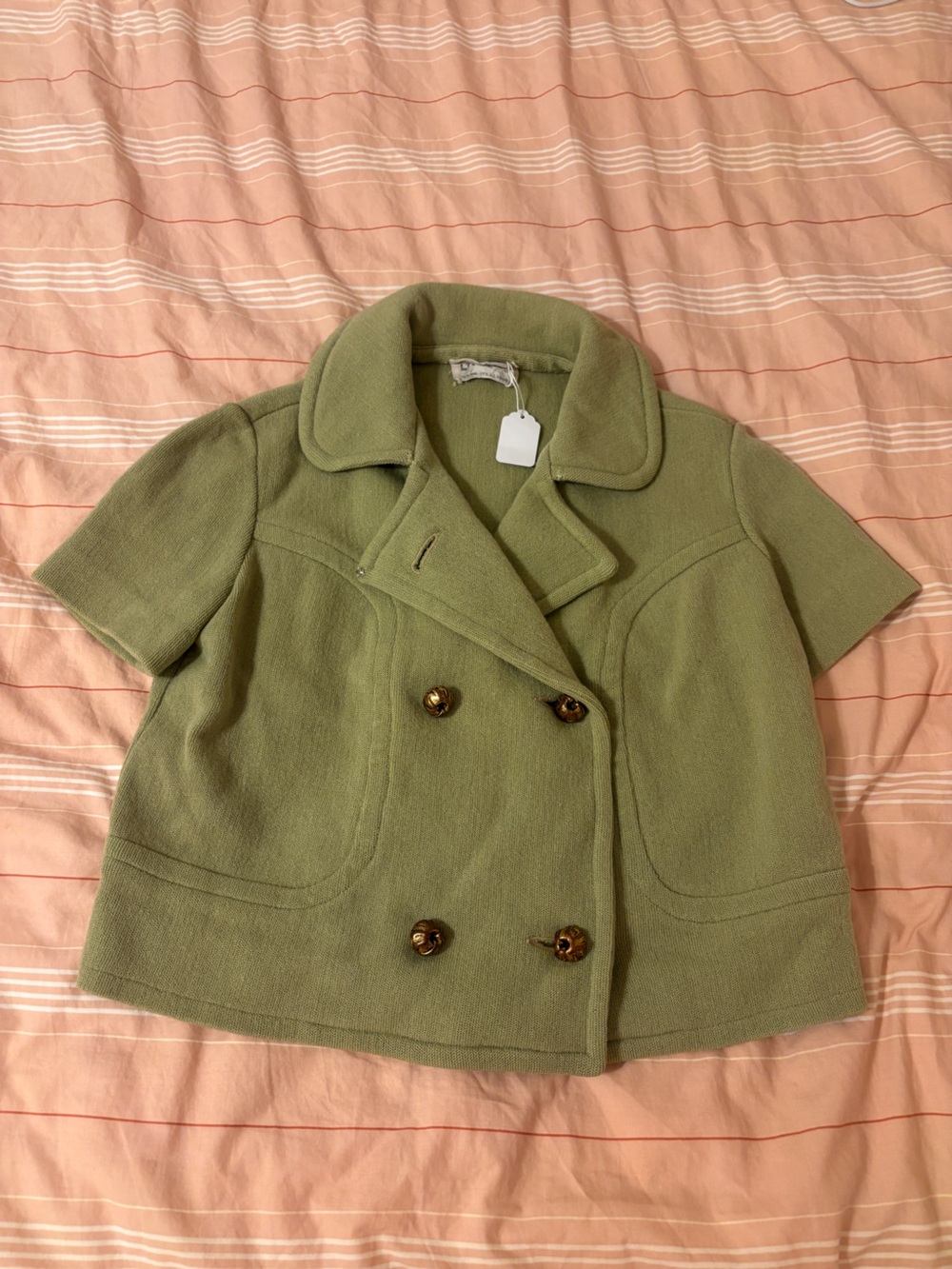 Vintage Short-Sleeve Double-Breasted Cardigan